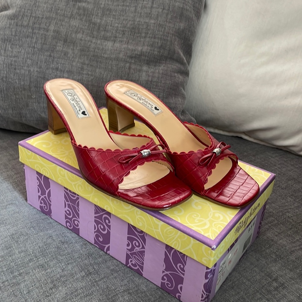 Brand New Brighton Toni Red Croc and Calf Slides